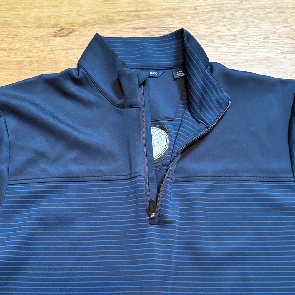 Cutter & Buck Navy Striped Long Sleeve 1/4 Zip Pullover Men’s L - Picture 3 of 12